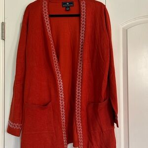 Seven Manor Women’s XL Rust Embellished Rhinestone Open Front Cardigan Sweater